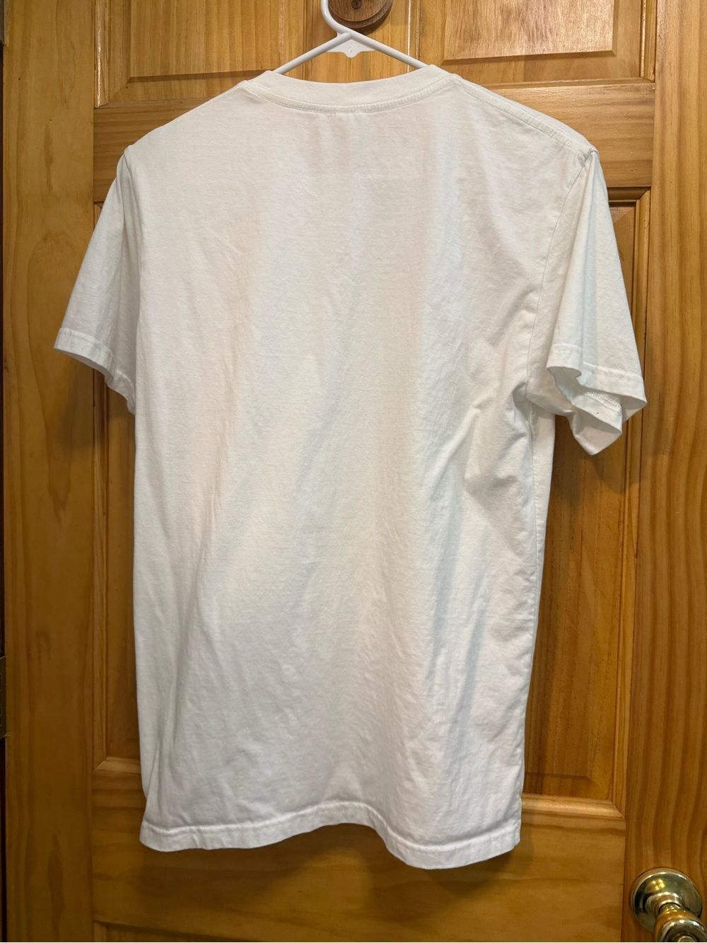 White Tee with Blue Floral Watercolor vinyl Print size M - Picture 4 of 5